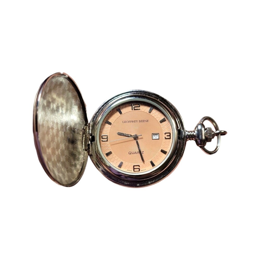Geoffrey Beene Men's Silver Tone Quartz Pocket Watch